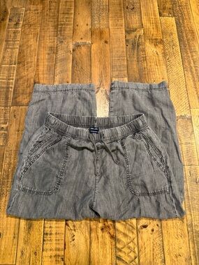 Splendid Gray Cropped Linen-Blend Pants